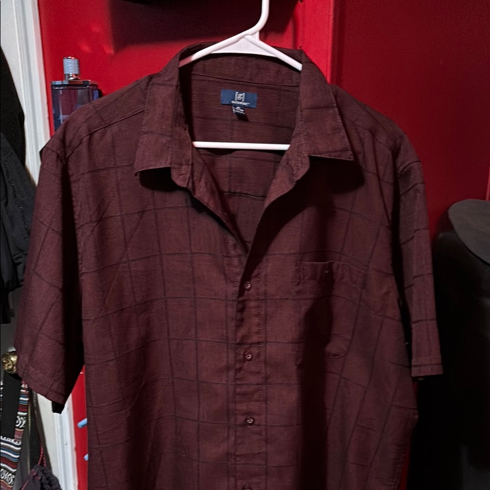 George Men's Casual Button Down Shirt - Burgundy